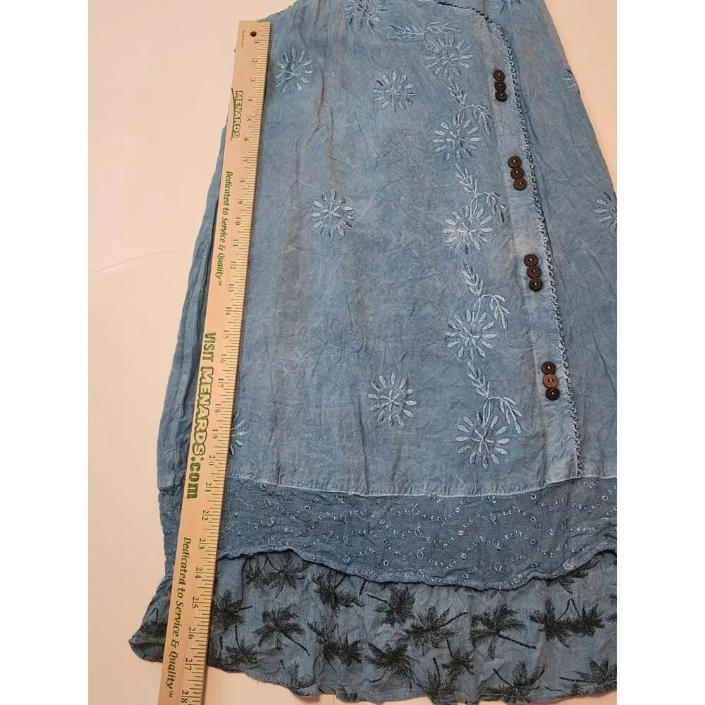 Raya Sun Chambray Swing Dress, Floral Embroidered, XL - Picture 5 of 6